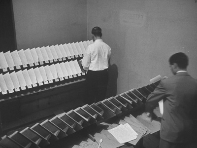 Passed by Arthur C. Davies, Pages of the Transcript are Sorted for the Press Stretched Canvas Print