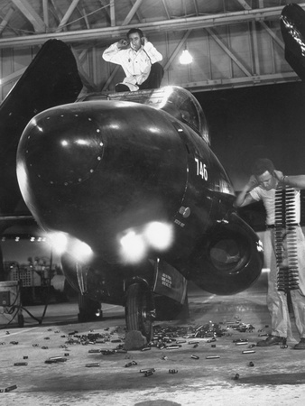 Mechanics Putting Plane Through Final Tests, Holding Ears Against Roar Stretched Canvas Print