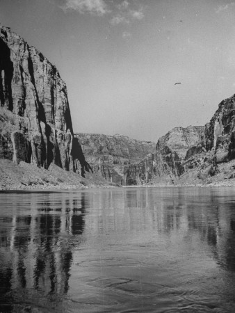 A View of the Echo Cliffs in the Colorado River Stretched Canvas Print