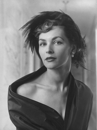 Model Georgia Hamilton Wearing Christian Dior Dress and Hattie Carnegie Hat Stretched Canvas Print