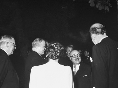 Vyacheslav M. Molotov Talking with Jacques Duclos at Reception for Peace Conference Delegates Stretched Canvas Print