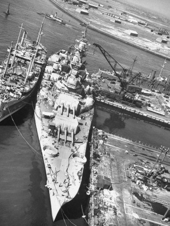 The Battleship South Dakota Resting in the Ship Storage Yard Stretched Canvas Print