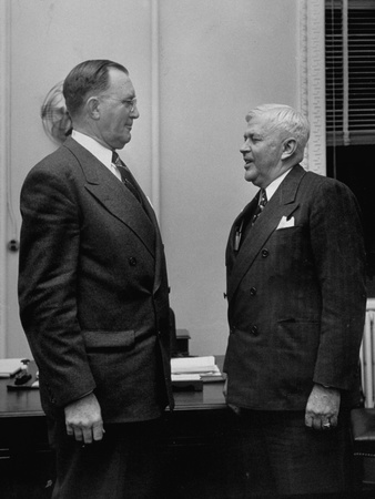 Charles Edward Wilson and Charles Erwin Wilson Discussing Output Stretched Canvas Print