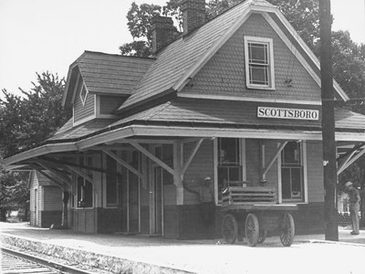 Railroad Station House Stretched Canvas Print