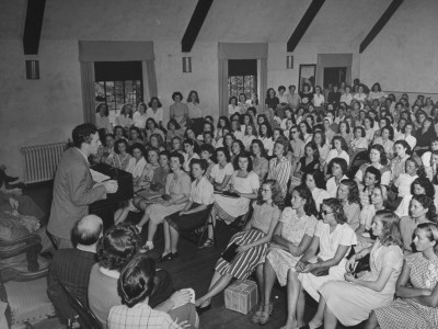 Harold Taylor, President of Sarah Lawrence College, Meeting with a Class Stretched Canvas Print