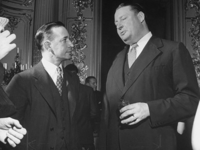 Abe Fortas Chatting with Wpb Chief Julius A. Krug at Soviet Embassy Party Stretched Canvas Print