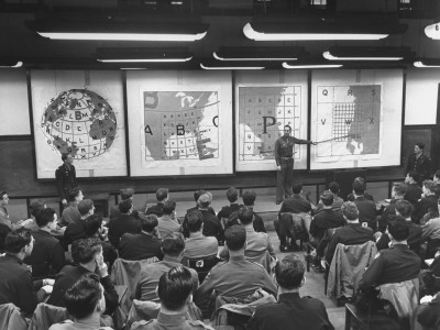 Instructors Training Students About Fighter and Bomber Tactics at the Air Force Intellignce School Stretched Canvas Print