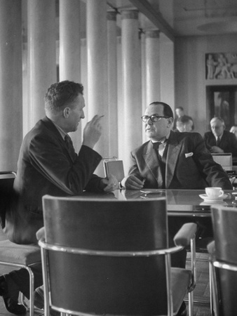 Karl August Fagerholm Chatting with Social Democrat Gunnar Hendriksson Stretched Canvas Print