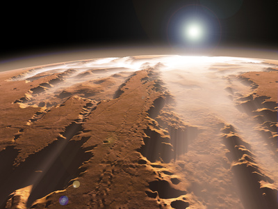 Artist's Concept of the Valles Marineris Canyons on Mars Stretched Canvas Print
