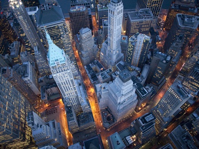 Aerial View of Wall Street Stretched Canvas Print