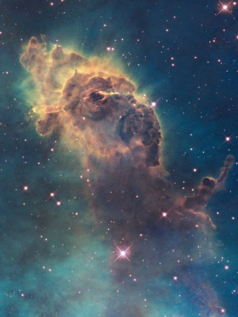 Star Birth in Carina Nebula from Hubble's Wfc3 Detector Stretched Canvas Print