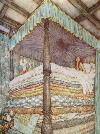 The Princess and the Pea Stretched Canvas Print