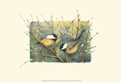 Chickadees and Pussy Willow Print Chickadees and Pussy Willow Print