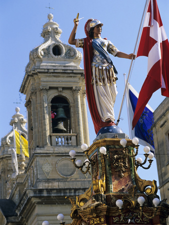 Church of Our Lady of Victories During Celebrations for Victory Day on 8th September, Senglea, Malt Stretched Canvas Print