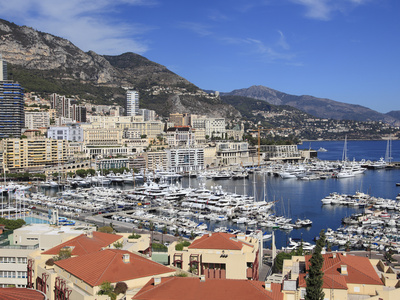 Port Hercule, Monte Carlo, Monaco, Cote D'Azur, Mediterranean, Europe Stretched Canvas Print