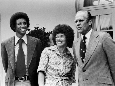Professional Tennis Stars Arthur Ashe and Billie Jean King, 1975 Stretched Canvas Print