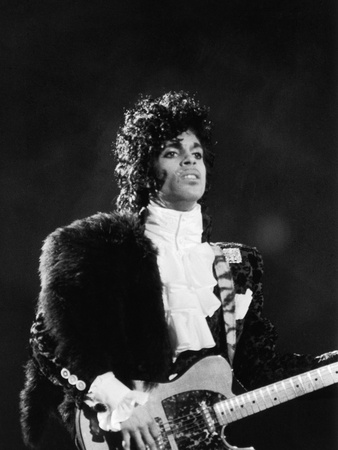 Prince Plays Guitar During Concert, 1984 Stretched Canvas Print
