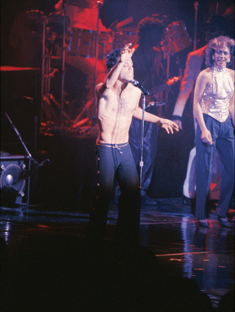 Prince, Performing Shirtless, March 1986 Stretched Canvas Print