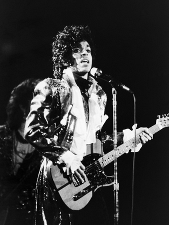 Prince, Rocks the Stage During His Purple Rain Tour in 1984 Stretched Canvas Print