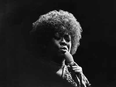 Sarah Vaughan on stage Stretched Canvas Print