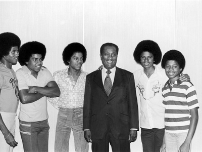 The Jackson Five and John H. Johnson Stretched Canvas Print