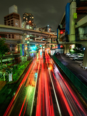 Zipping Through Tokyo Stretched Canvas Print