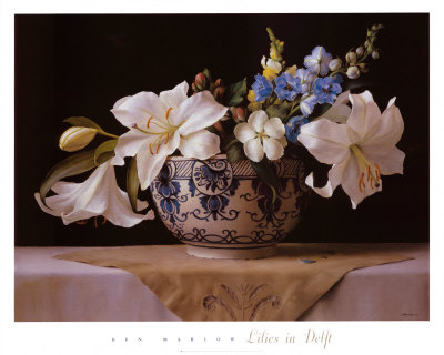 Lilies in Delft Print Lilies in Delft Print