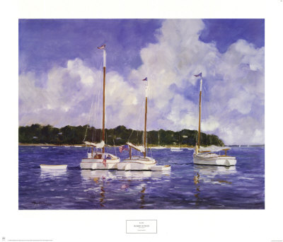 Moored Cat Boats Print Moored Cat Boats Print