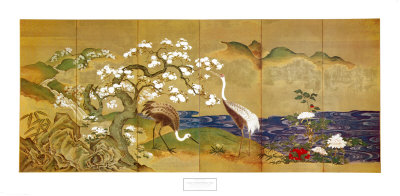 Cranes and Blossoming Trees Print Cranes and Blossoming Trees Print