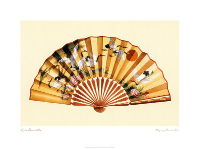 Flying Crane Fan Print Flying Crane Fan Print