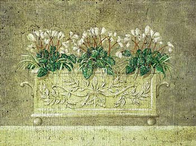 Planter with Three Cyclamen Print Planter with Three Cyclamen Print
