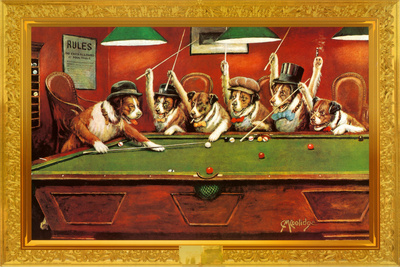 Coolidge Dogs Playing Pool Poster Coolidge Dogs Playing Pool Poster