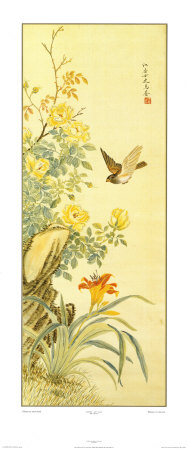 Flowers and Bird Print Flowers and Bird Print