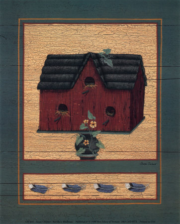 Red Barn Birdhouse Print Red Barn Birdhouse Print