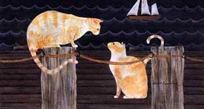 Cats on Dock Print Cats on Dock Print