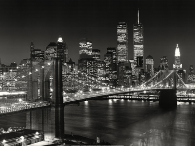 New York New York Brooklyn Bridge Print zoom view in room