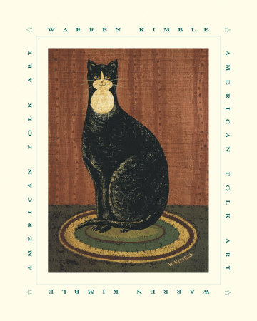 Black Cat with Bib Print Black Cat with Bib Print