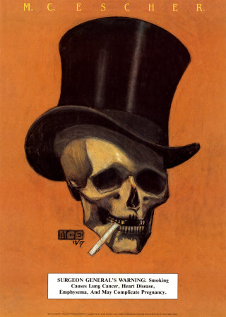 Skull with Cigarette Print zoom view in room