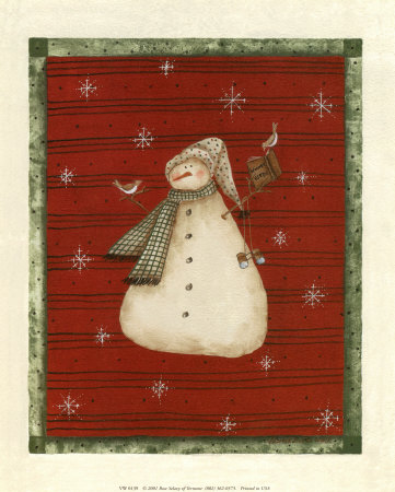 Snowman with Birds Print Snowman with Birds Print