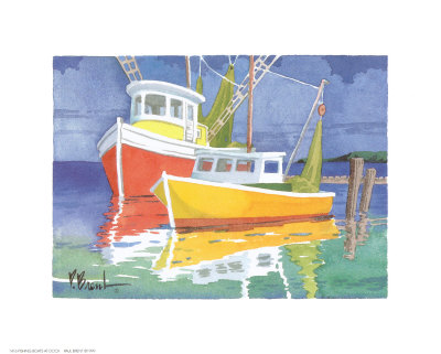 Fishing Boats at Dock Print Fishing Boats at Dock Print