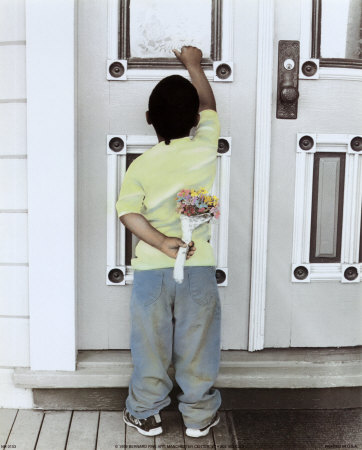 knocking on door. Boy Knocking on Door Print