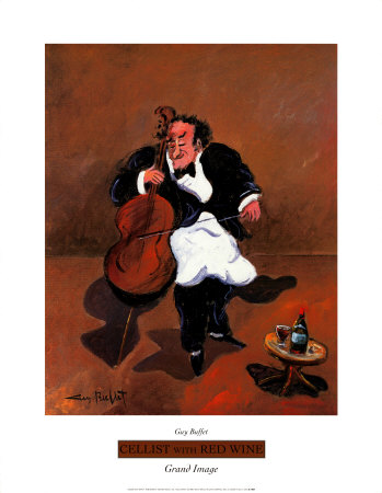 Cellist with Red Wine Print Cellist with Red Wine Print