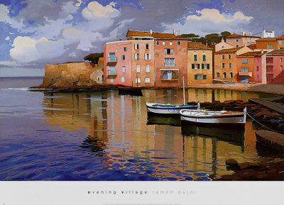 Evening Village Print Evening Village Print