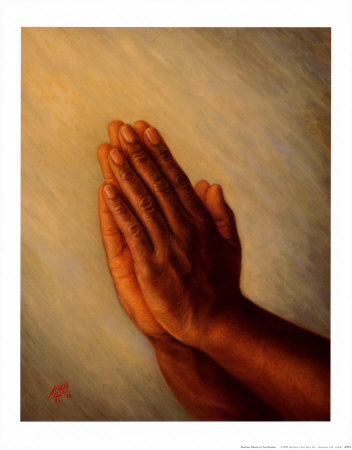Praying Hands Print zoom view in room