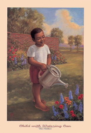 Child with Watering Can Print Child with Watering Can Print