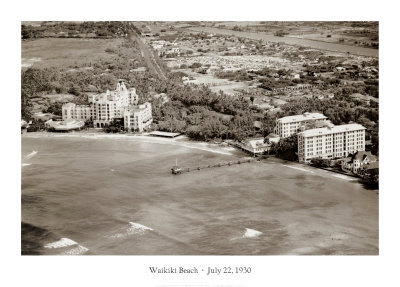 Waikiki Beach, Hawaii July 22, 1930 Print Waikiki Beach, Hawaii July 22, 1930 Print