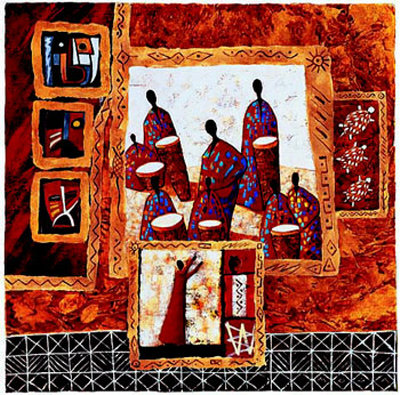 The Drummers of Brazza Print The Drummers of Brazza Print