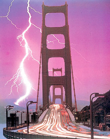 Golden Gate and Lightning Print Golden Gate and Lightning Print