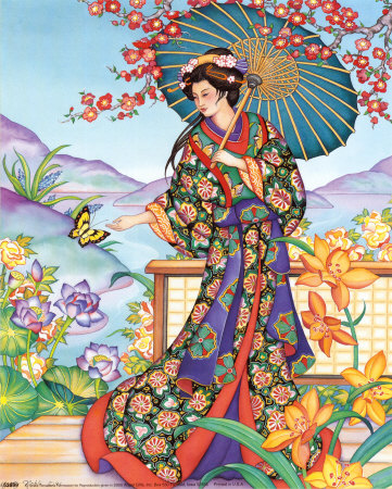 Noble Oriental with Parasol Print Noble Oriental with Parasol Print