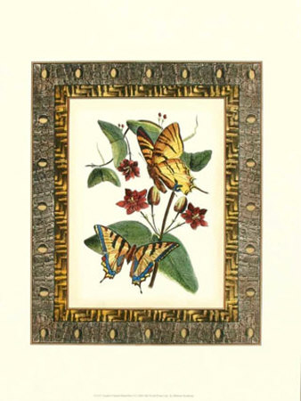 Leather Framed Butterflies I Print Leather Framed Butterflies I Print